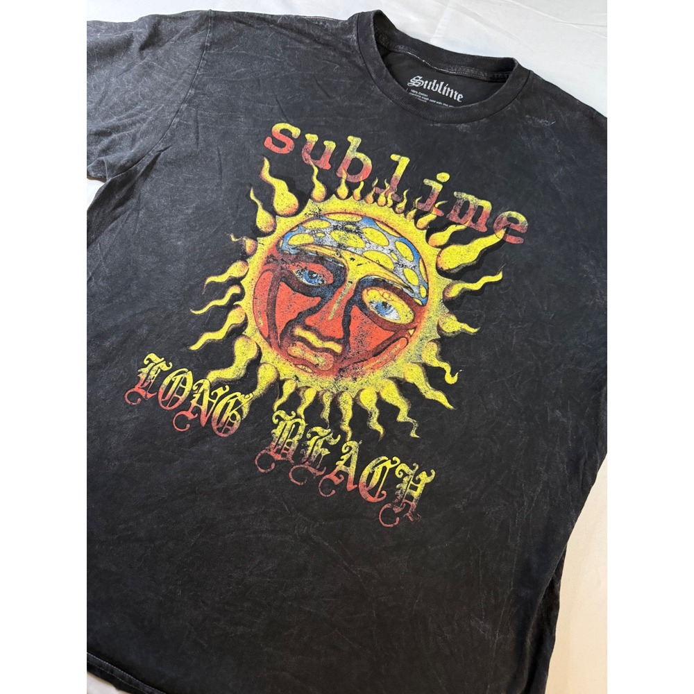 Sublime Sun Long Beach Graphic Tee Mens XL Black Mineral Wash Band T-Shirt 2023